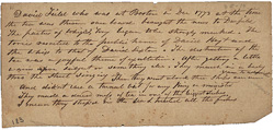 handwritten report regarding the Boston Tea Party