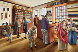 painting of the boom: busy interior of John Williams store