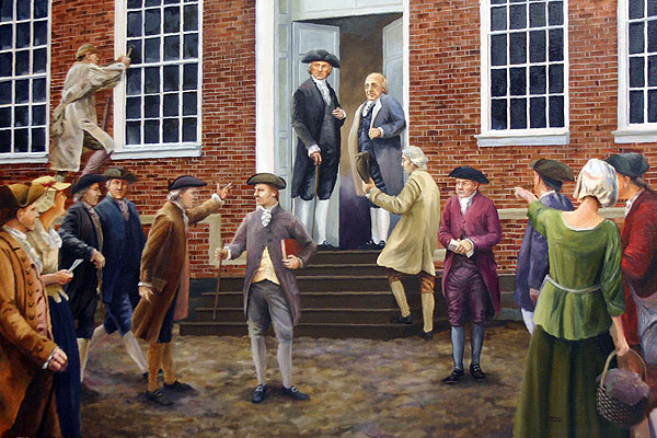 painting of the delegates to the Philadelphia Convention entering Independence Hall