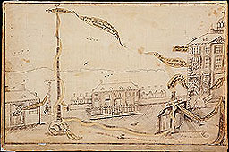 Sketch of the 1770 New York liberty pole.