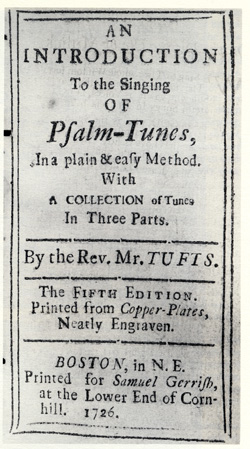 frontispiece of Psalm Tunes by Reverend Tufts